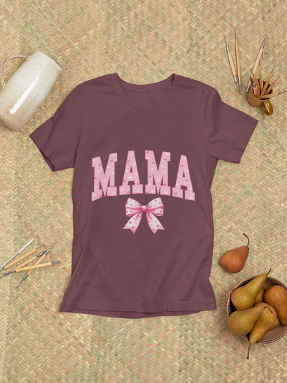 MAMA Shirt with Pink Coquette Bow  Cute Mom Shirt  Perfect Gift for Moms Perfect Gift for Mother's Day or Valentine's Day  Pink Heart Tee