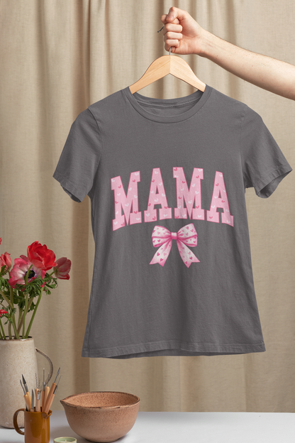 MAMA Shirt with Pink Coquette Bow  Cute Mom Shirt  Perfect Gift for Moms Perfect Gift for Mother's Day or Valentine's Day  Pink Heart Tee