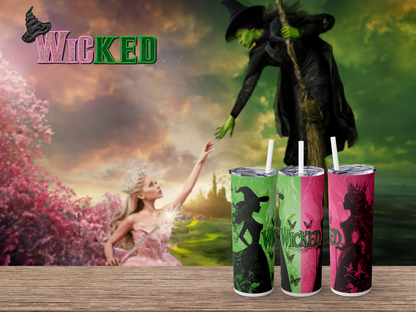 Wicked Tumbler Green and Pink Oz-Inspired Perfect for Broadway Fans Stainless Steel Cup, Perfect Gift for Fans of Wicked