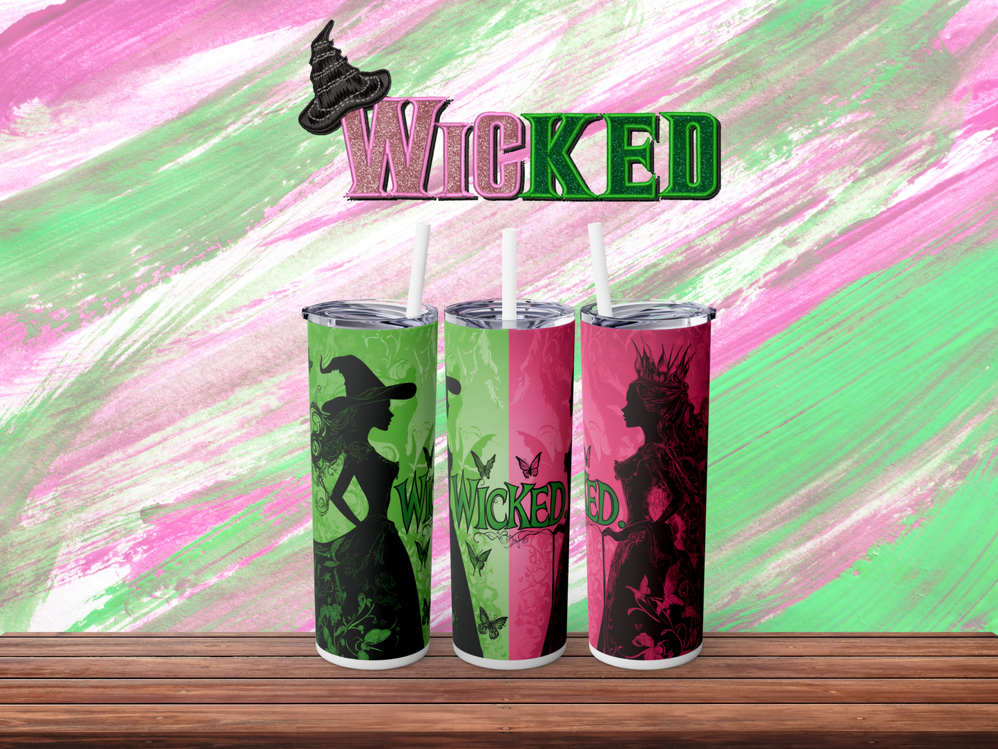 Wicked Tumbler Green and Pink Oz-Inspired Perfect for Broadway Fans Stainless Steel Cup, Perfect Gift for Fans of Wicked
