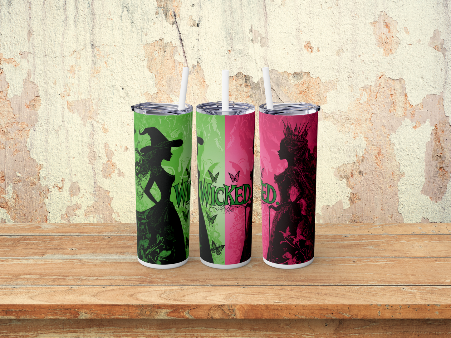Wicked Tumbler Green and Pink Oz-Inspired Perfect for Broadway Fans Stainless Steel Cup, Perfect Gift for Fans of Wicked